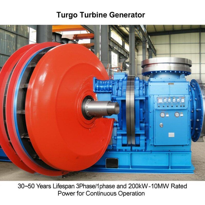Generatore a turbina Turgo con durata di 30~50 anni Trifase/Monofase e potenza nominale da 200kW a 10MW per funzionamento continuo