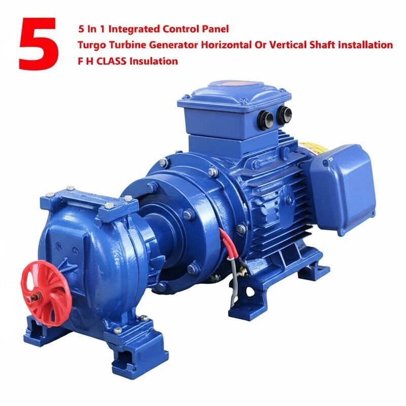 Generatore a turbina con pannello di controllo integrato 5 in 1 per l'installazione orizzontale o verticale dell'albero e isolamento di classe F F H