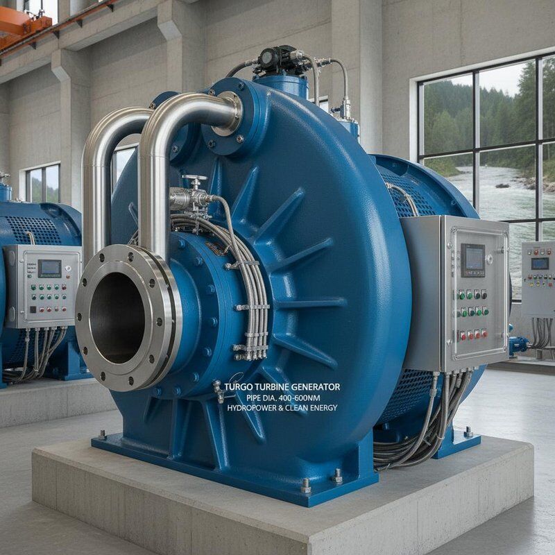 Generatore a turbina a turbina con diametro di tubo 400-600 mm, efficienza fino all'87% e portata di testa operativa da 15 m a 300 m per la generazione di energia idroelettrica
