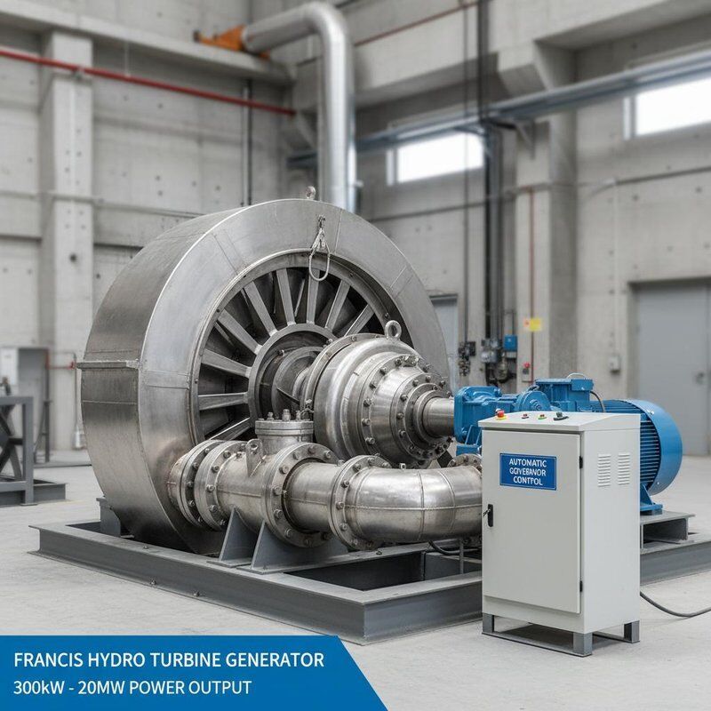 Francis Turbine Generator da 300 kW a 20 MW di potenza e controllo automatico del governatore per centrali idroelettriche a 50 Hz o 60 Hz